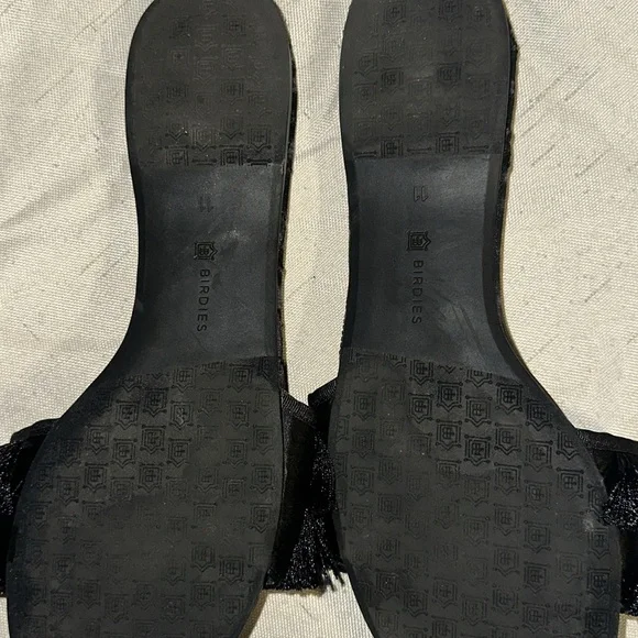 Birdies Black Quilted Fringe Slides - Picture 9 of 10